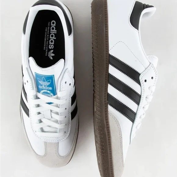 Adidas White and Black Samba Sneakers - Men size 5 1/2 - Picture 3 of 8